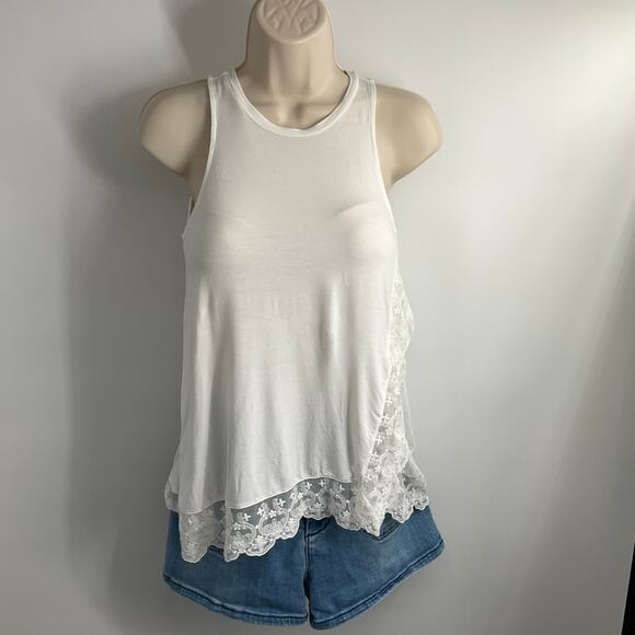 AMERICAN EAGLE Lace Trim Halter White Top XXS Strertstyle Y2k Fairy Whymsigoth - Picture 9 of 9